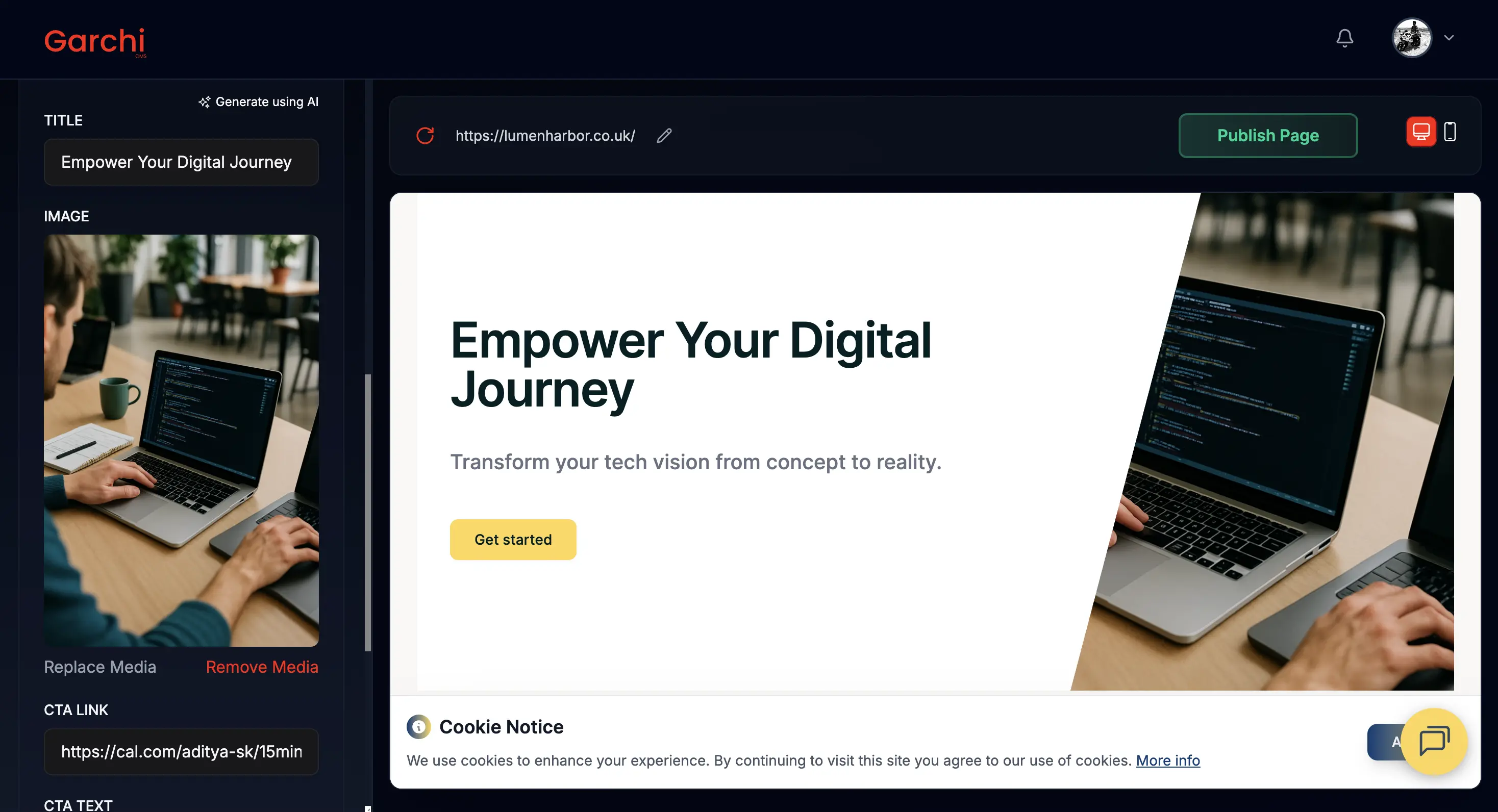 Garchi CMS Dashboard Preview